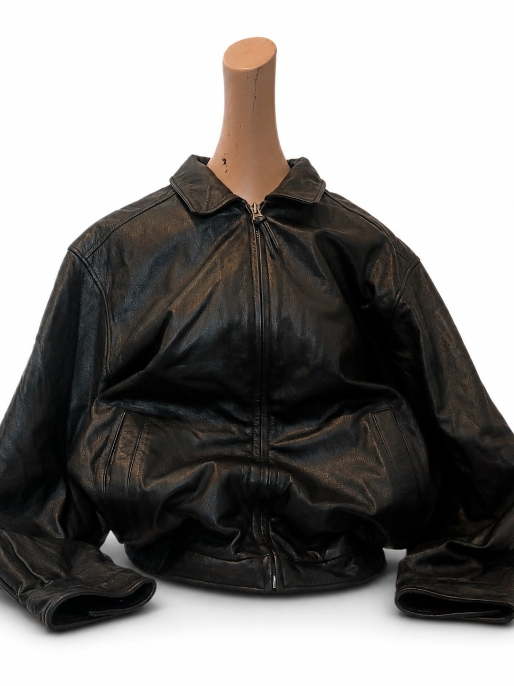 croft & barrow Black Leather Bomber Jacket